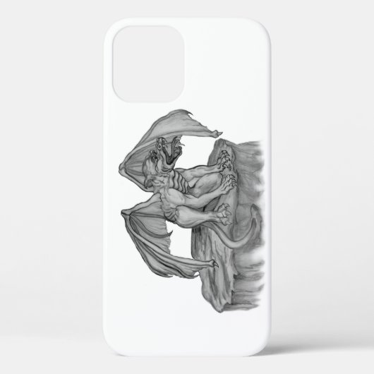 Golem Gargoyle Schwarzweiß-Design Case-Mate iPhone Hülle (Rückseite)