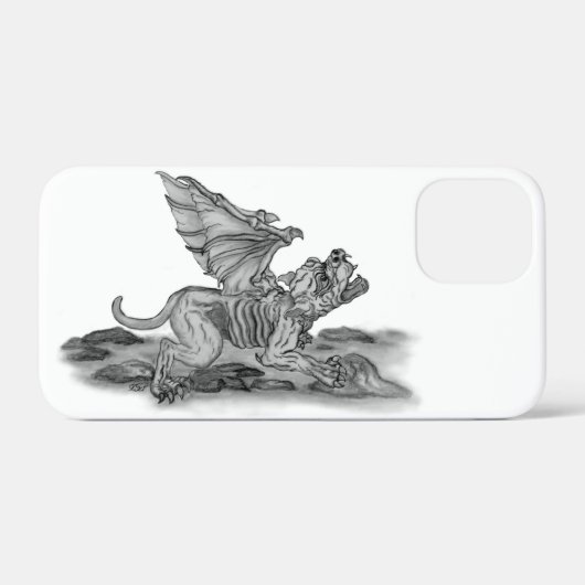 Golem Gargoyle Schwarzweiß-Design Case-Mate iPhone Hülle (Rückseite (Horizontal))