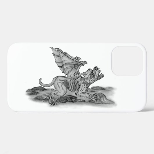 Golem Gargoyle Schwarzweiß-Design Case-Mate iPhone Hülle (Rückseite (Horizontal))