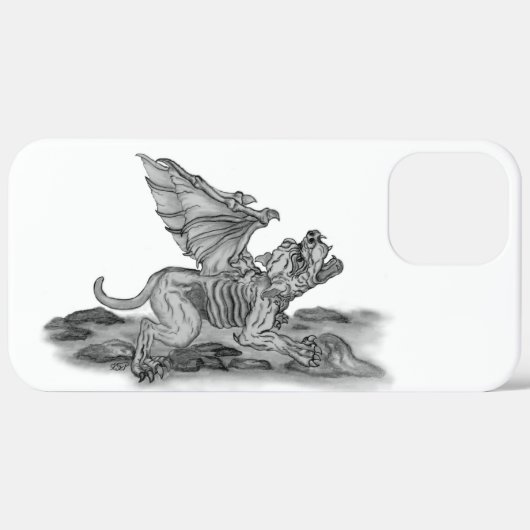 Golem Gargoyle Schwarzweiß-Design Case-Mate iPhone Hülle (Hinten (horizontal))