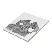 GOLEM - Gargoyle Schwarzweiß-Design Fliese (Seite)