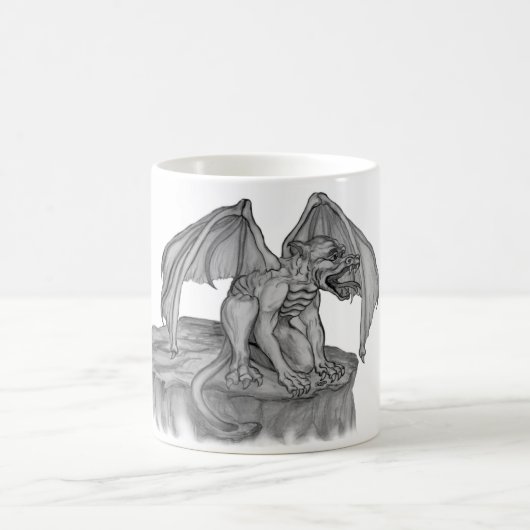 GOLEM - Gargoyle Schwarzweiß-Design Kaffeetasse (Mittel)