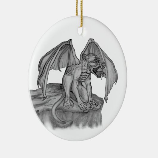 GOLEM - Gargoyle Schwarzweiß-Design Keramik Ornament (Rechts)