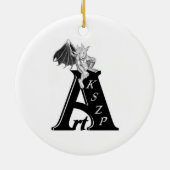 GOLEM - Gargoyle Schwarzweiß-Design Keramik Ornament (Hinten)