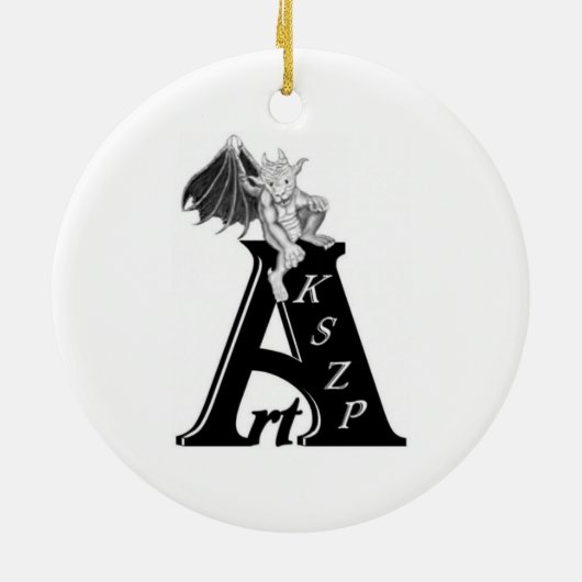 GOLEM - Gargoyle Schwarzweiß-Design Keramik Ornament (Hinten)