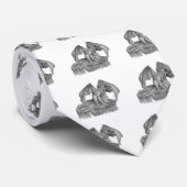 GOLEM - Gargoyle Schwarzweiß-Design Krawatte (Gerollt)