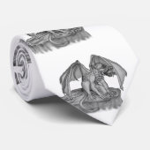 GOLEM - Gargoyle Schwarzweiß-Design Krawatte (Gerollt)