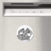 GOLEM - Gargoyle Schwarzweiß-Design Magnet (In Situ (Geschirrspüler))