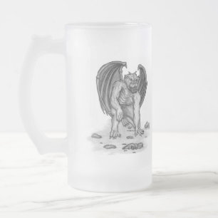Golem Gargoyle Schwarzweiß-Design Mattglas Bierglas