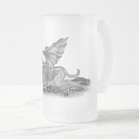 GOLEM Gargoyle Schwarzweiß-Design Mattglas Bierglas (VorderseiteRechts)