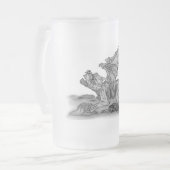 GOLEM Gargoyle Schwarzweiß-Design Mattglas Bierglas (Vorderseite Links)