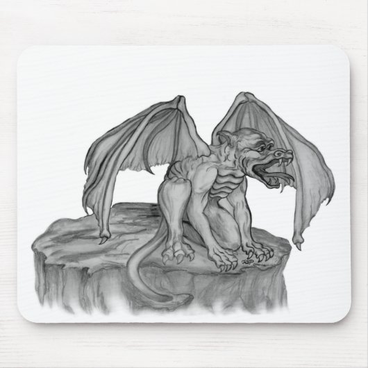 GOLEM - Gargoyle Schwarzweiß-Design Mousepad (Vorne)