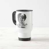 Golem Gargoyle Schwarzweiß-Design Reisebecher (Vorderseite Links)