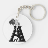 GOLEM - Gargoyle Schwarzweiß-Design Schlüsselanhänger (Rückseite)