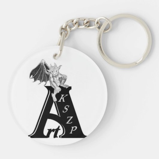 GOLEM - Gargoyle Schwarzweiß-Design Schlüsselanhänger (Rückseite)