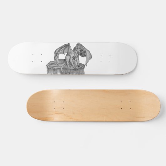 GOLEM - Gargoyle Schwarzweiß-Design Skateboard (Horizontal)