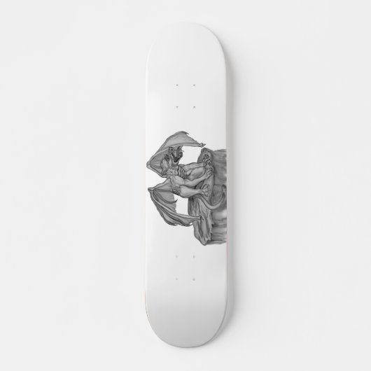 GOLEM - Gargoyle Schwarzweiß-Design Skateboard (Vorne)