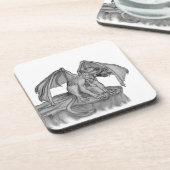 GOLEM - Gargoyle Schwarzweiß-Design Untersetzer (Linke Seite)