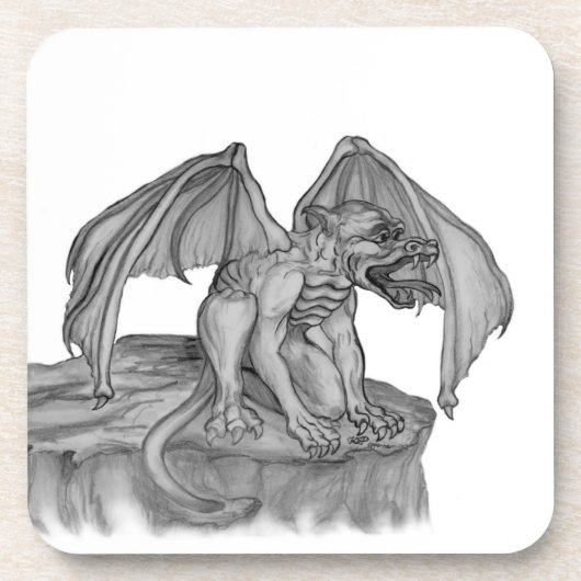 GOLEM - Gargoyle Schwarzweiß-Design Untersetzer (Vorderseite)