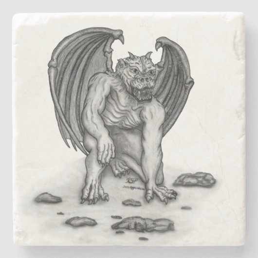 Golem Gargoyle Steinuntersetzer (Vorderseite)