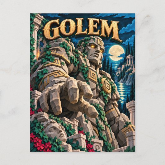 Golem, Paper Cut Monster Postkarte (Vorderseite)