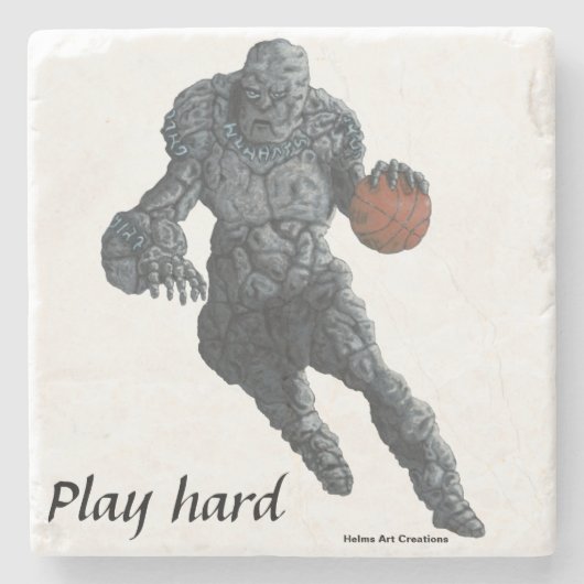 Golem Playing Basketball Sportstein Untersetzer (Vorderseite)
