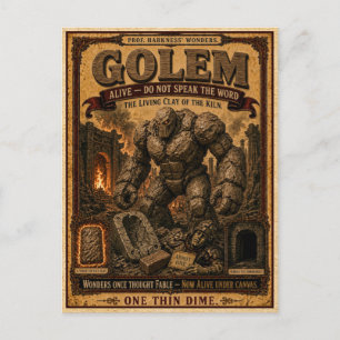 Golem, Vintage Zirkusmonster Postkarte