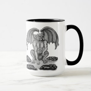 Golem-Wasserspeier-Schwarzweiss-Entwurf Tasse