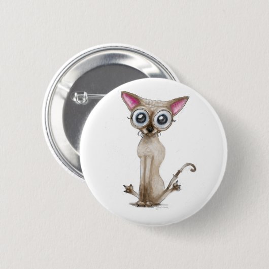 Golemn die Katze (Selkirk Rex) Button (Vorne & Hinten)