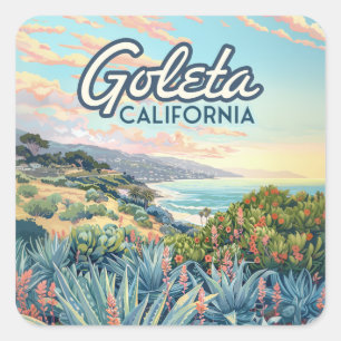 Goleta Kalifornien Santa Barbara Isla Vista Vintag Quadratischer Aufkleber