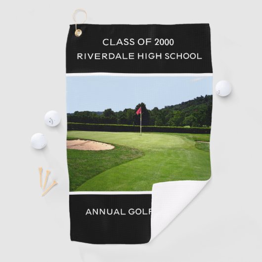 GOLF 18. HOLE CUSTOM TEXT Black Golf Handtuch (Insitu)