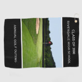 GOLF 18. HOLE CUSTOM TEXT Black Golf Handtuch (Horizontal)