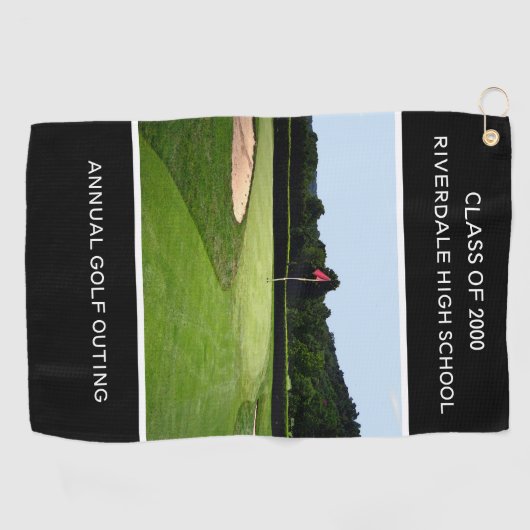 GOLF 18. HOLE CUSTOM TEXT Black Golf Handtuch (Horizontal)