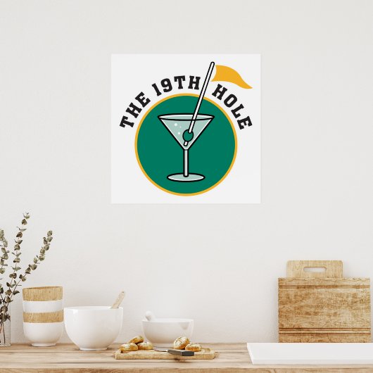 Golf 19. Loch Drink Zeit Spaß Poster (Küche)