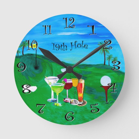 Golf 19th hole bar clock runde wanduhr (Vorderseite)