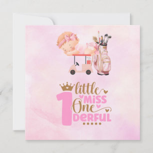Golf 1 Geburtstag 1 Jahr alt Golfer pink Einladung