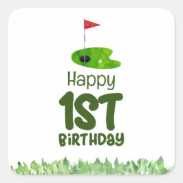 Golf 1. Geburtstag 1 Jahr alt Golfer Quadratischer Aufkleber