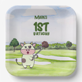 Golf 1. Geburtstag 1 Jahr alter Golfer mit Anzahl Pappteller
