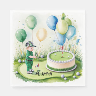 Golf 1. Geburtstag 1 Jahr alter Golfer mit Name Serviette