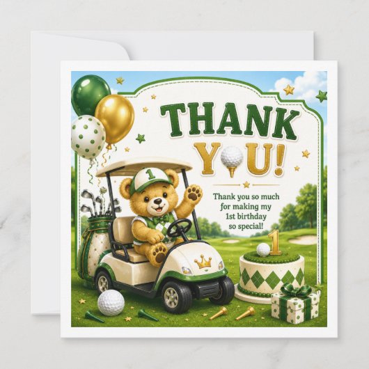 Golf 1. Geburtstag Dankeskarte (Vorderseite)