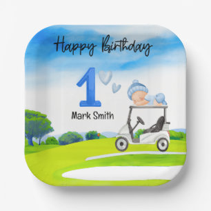 Golf 1. Geburtstag für Baby Boy Golfer Pappteller