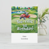 Golf 1. Geburtstag Golfer macht eins Einladung (Stehend Vorderseite)