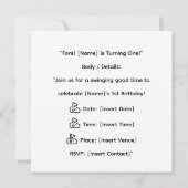 Golf 1. Geburtstag Golfer macht eins Einladung (Rückseite)