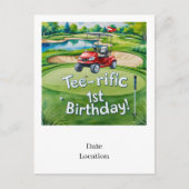 Golf 1. Geburtstag Golfer macht eins Postkarte (Vorderseite)