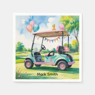 Golf 1. Geburtstag Golfer macht eins Serviette