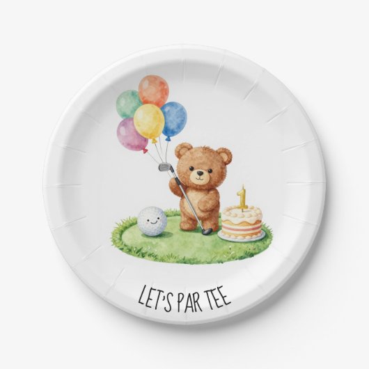 Golf 1. Geburtstag Let's Par Tee Pappteller (Vorderseite)