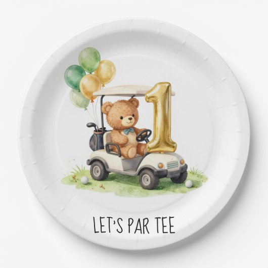 Golf 1. Geburtstag Let's Par Tee Pappteller (Vorderseite)