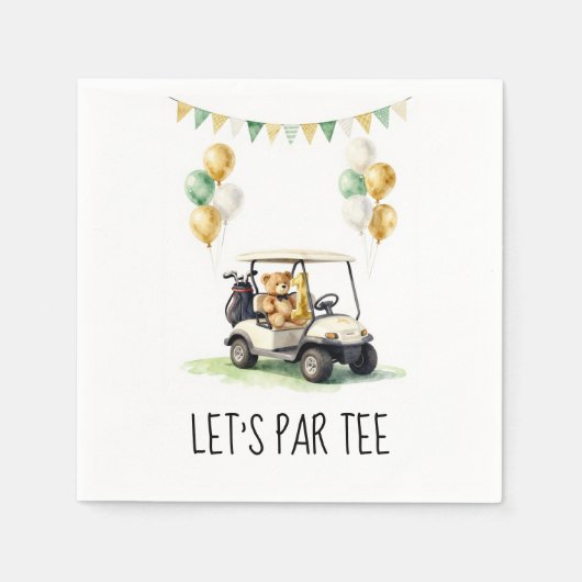 Golf 1. Geburtstag Let's Par Tee Serviette (Vorderseite)