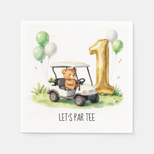 Golf 1. Geburtstag Let's Par Tee Serviette (Vorderseite)