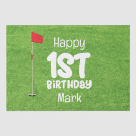 Golf 1. Geburtstag mit Golf-Flagge auf Grün Seidenpapier